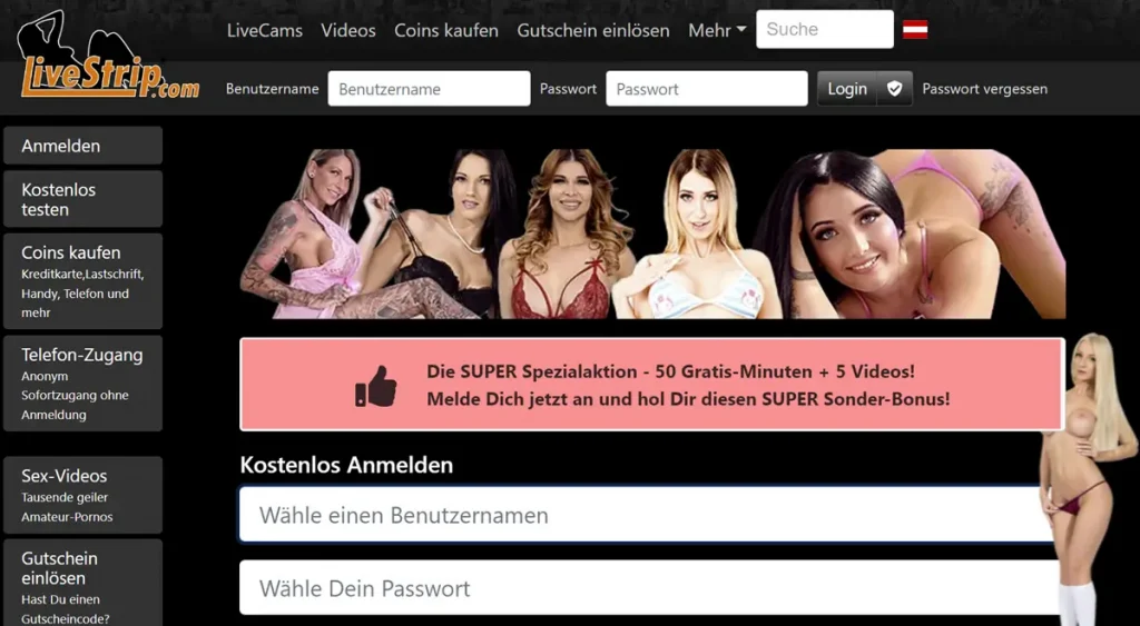 Screenshot Gratis Sexwebcam des Anbieters livestrip.com
